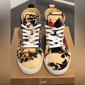 VELVET CHRISTIAN LOUBOUTIN BIP BOP ORLATO FLORAL HIGHTOP SNEAKERS 38 EU